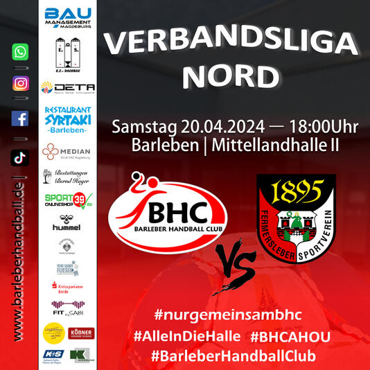 Interner Link: Zur Veranstaltung VERBANDSLIGA NORD - Barleber HC vs. FSV 1895 Magdeburg